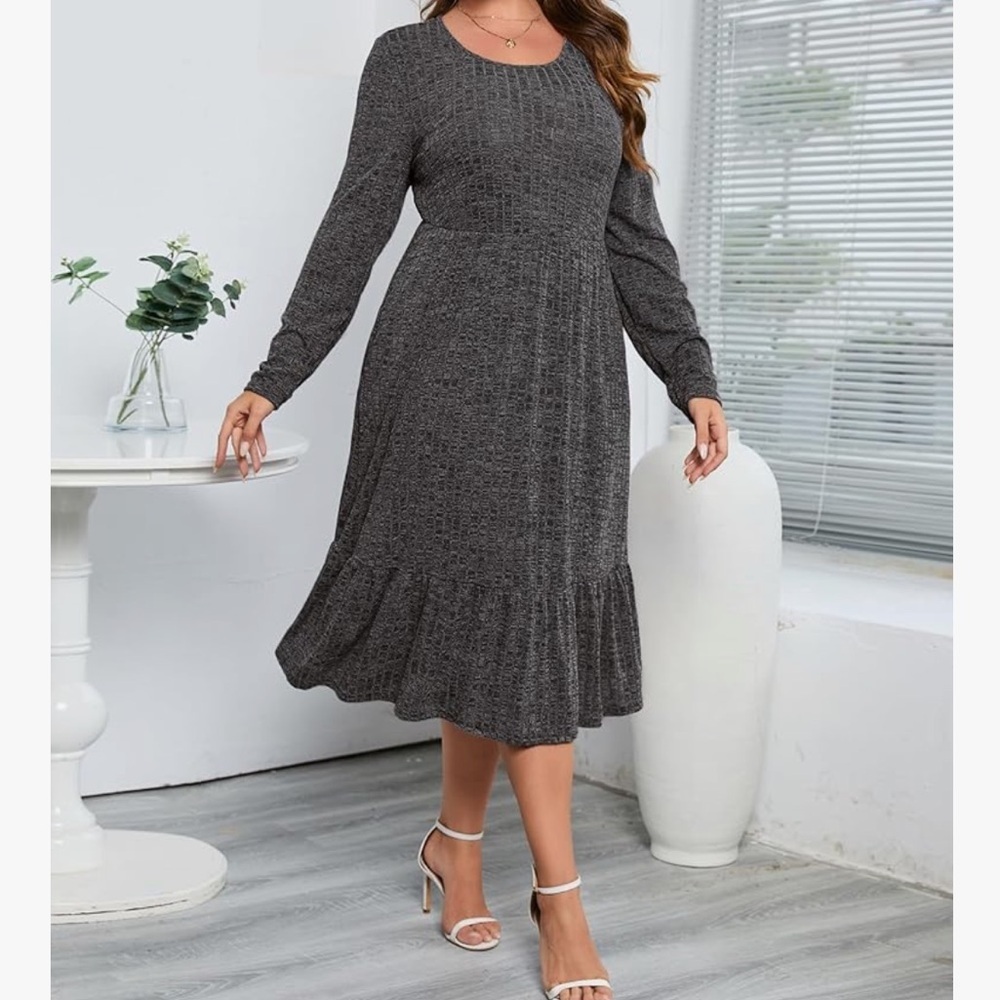 ShopWonder Ribbed Knit Sweater Stretchy Comfy Dress with Pocket Sz 3XL - Picture 5 of 6